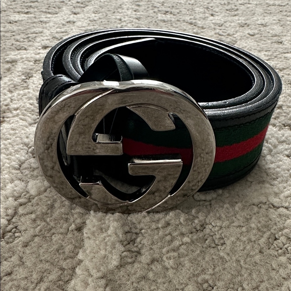 Gucci Black and Green Belt Bag with Red Stripe